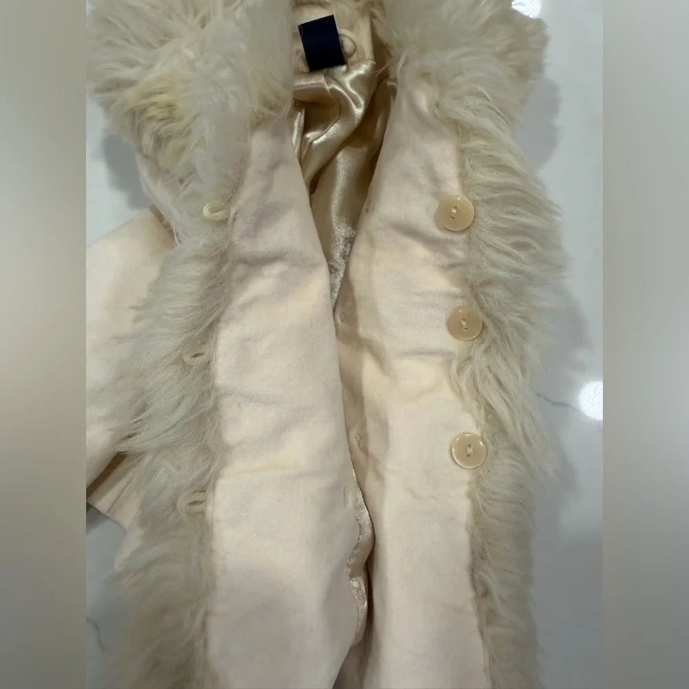 GAP Kids Tan Pea Coat with Faux Fur Trim